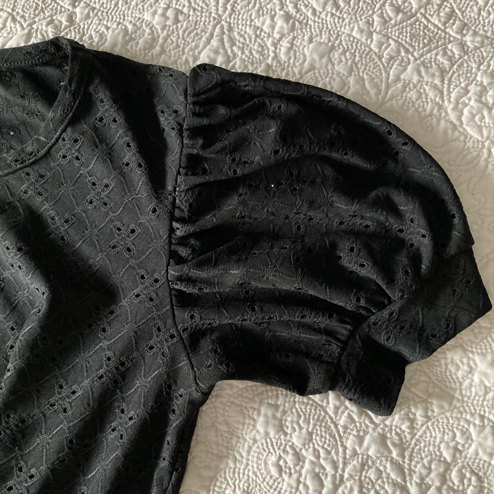 Kim & Cami Black Eyelet Blouse